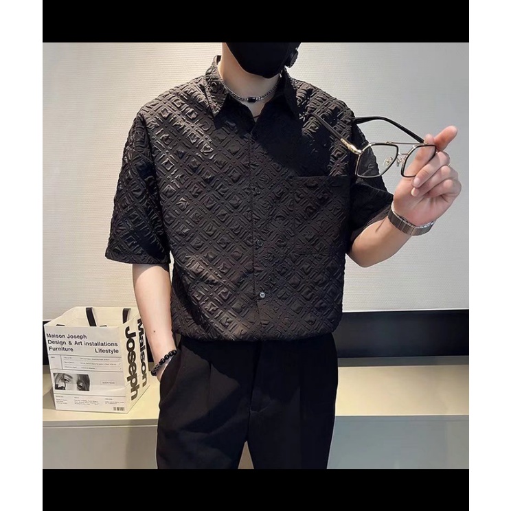 Áo Sơ Mi Ngắn Tay Dáng Rộng Thiết Kế Giản Dị Dễ Phối Đồ Dành Cho Nam