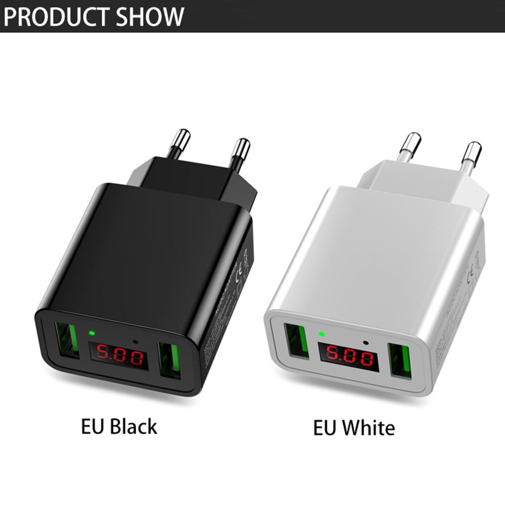 Cốc Sạc Nhanh Thông Minh 2 Cổng USB Max 2 2A Có Màn Hình LED Cho iPhone Samsung