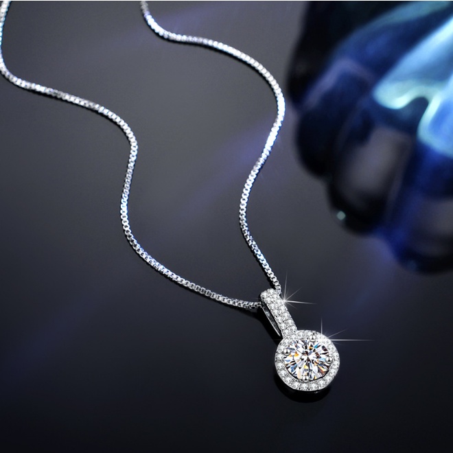 Vòng cổ moissanite thực s925 Sterling Silver Moissanite Diamond Pendant