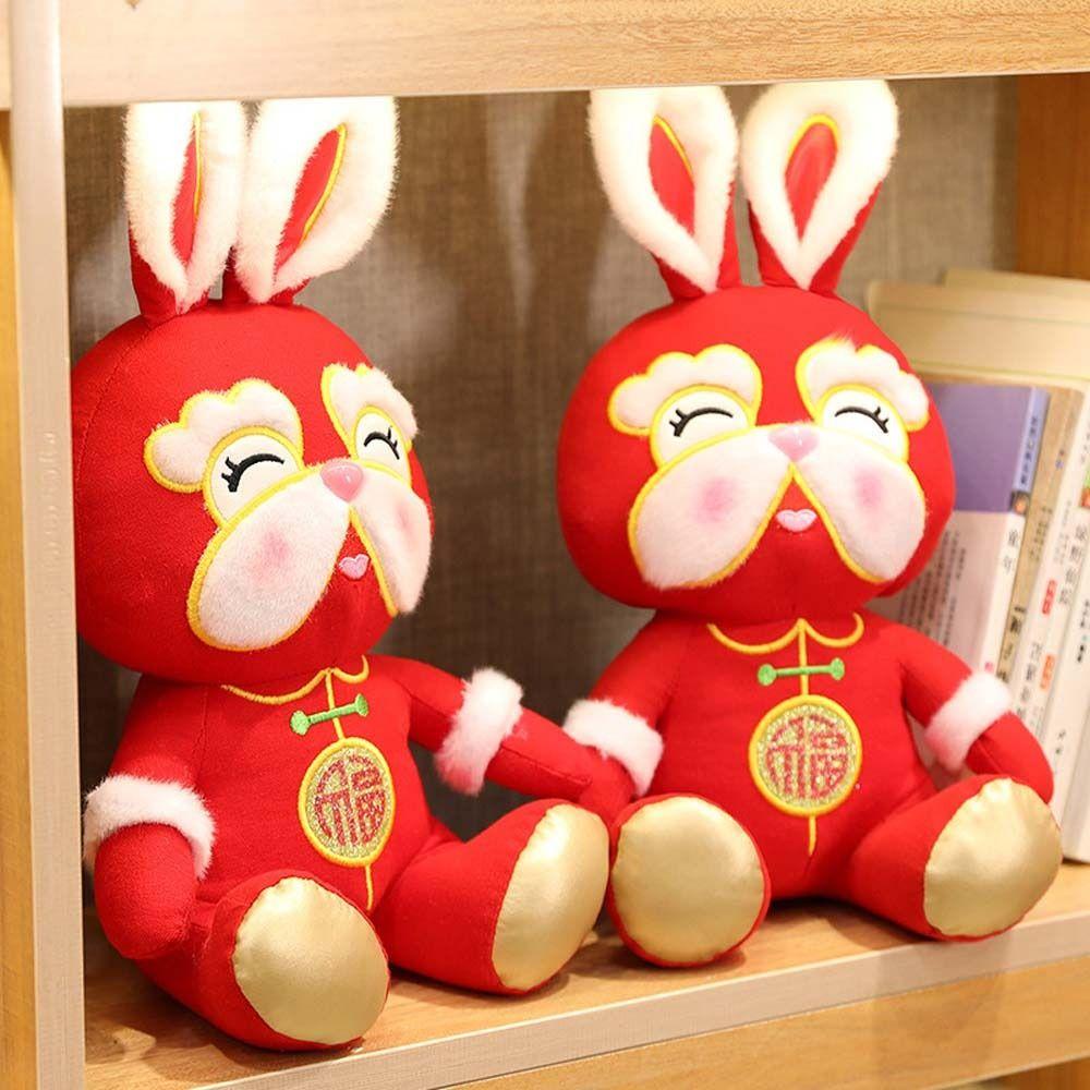 Thỏ Nhồi Bông Cotton Mềm Mại Phong Cách Trung Hoa Làm Quà Tặng 1 Năm Mới
