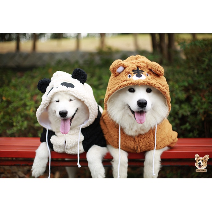 Áo Cho Chó Lớn - Áo Lông Cừu Mùa Đông Cho Samoyed, Golden, Retriever, Labrador, Chó Lớn, Thú Cưng Hình Hổ, Gấu Trúc