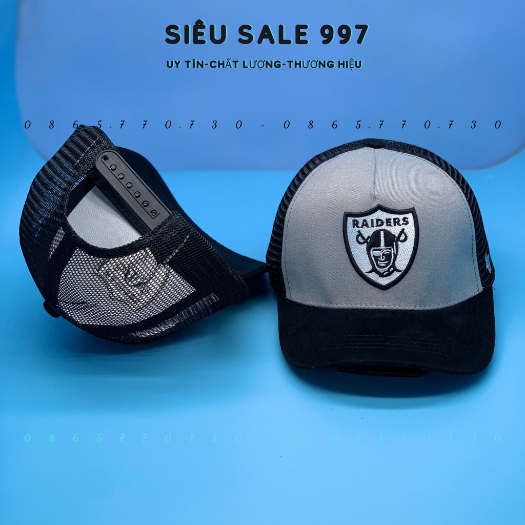 MŨ LƯỠI TRAI RAIDERS PHỐI LƯỚI CHẤT DA LỘN THÊU ĐẦU CƯỚP BIỂN CAO CẤP