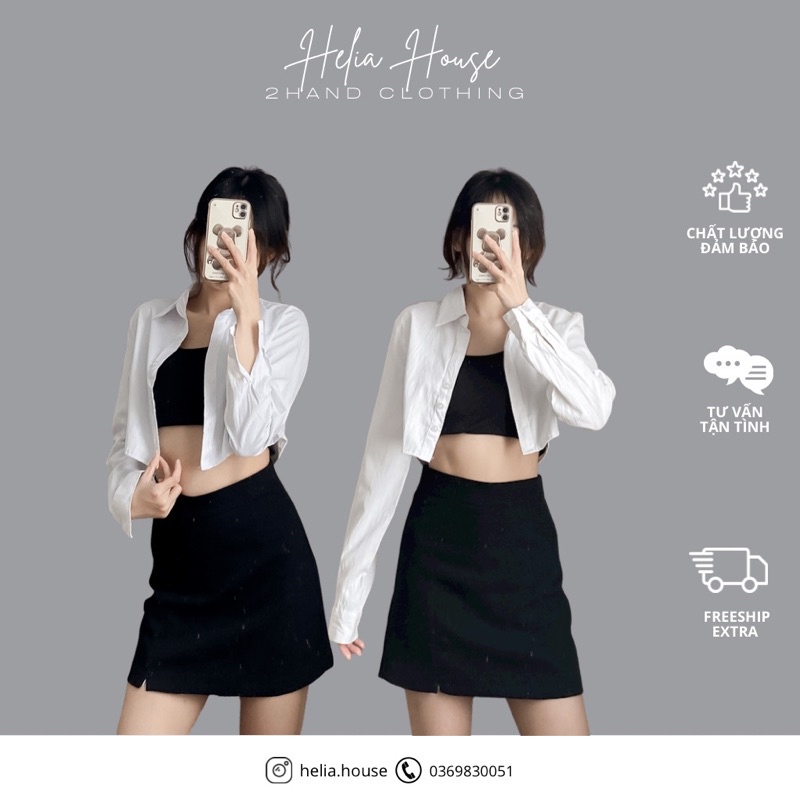 [ CHỌN MẪU ] Sơ mi crop top trắng 2hand si tuyển độ mới cao - Helia House