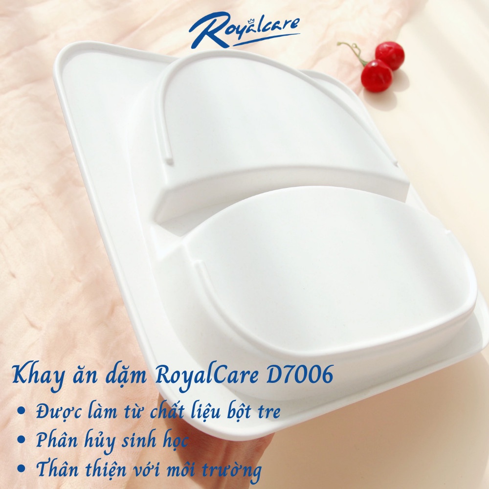 Khay ăn dặm chia 2 ngăn từ tre Bamboo kháng khuẩn cho bé Royalcare D7006 , chính hãng