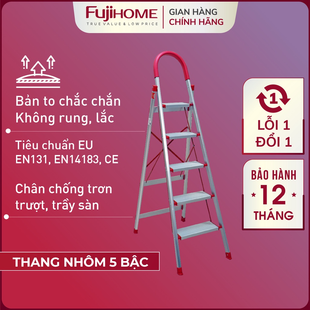 Thang ghế nhôm tay vịn chữ a bản to 3 - 4 - 5 bậc từ 1,2m - 1 - ảnh sản phẩm 2