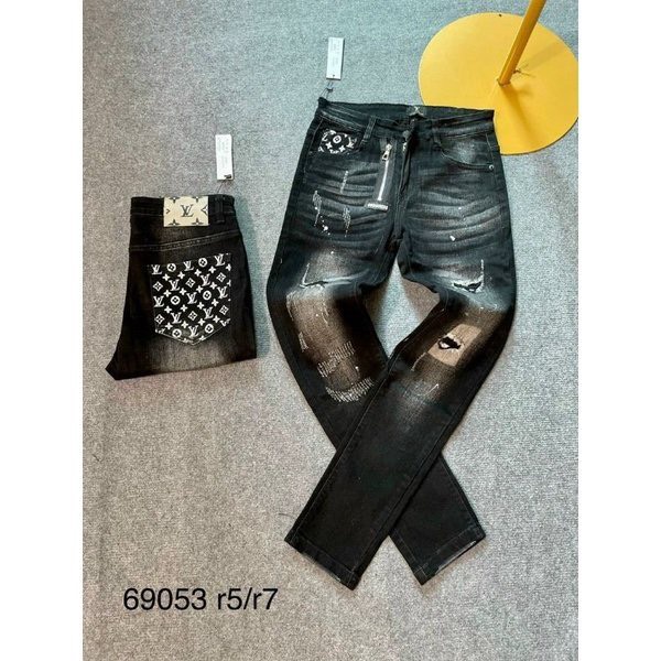 Quần jean nam cao cấp vải jean dày,co giãn,chuẩn form,sang trọng thêu logo cao cấp -AHFASHION