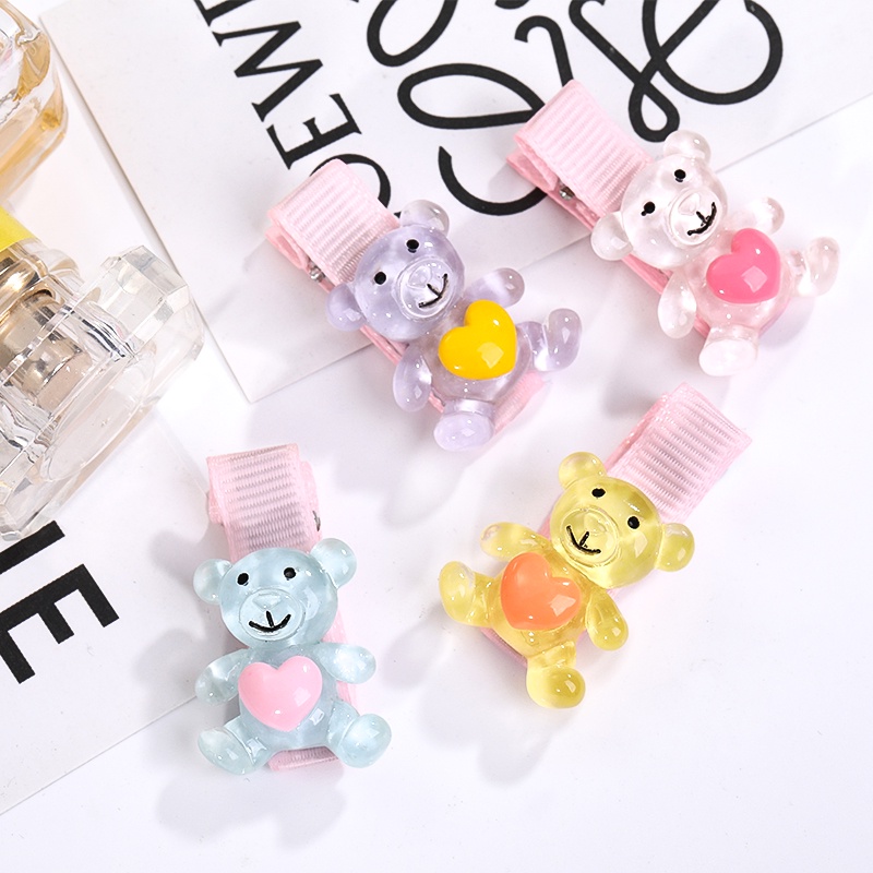 Kẹp Tóc Hình Chú Gấu Hoạt Hình Phong Cách Hàn Quốc Xinh Xắn Cho Bé Gái