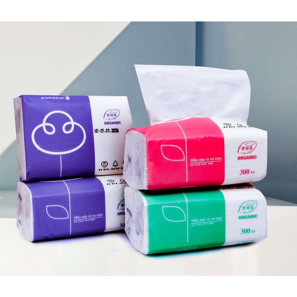 Giấy Ăn Cao Cấp organic Khăn Giấy Ăn Gấu Trúc Tiện Lợi  Thùng 30 Gói