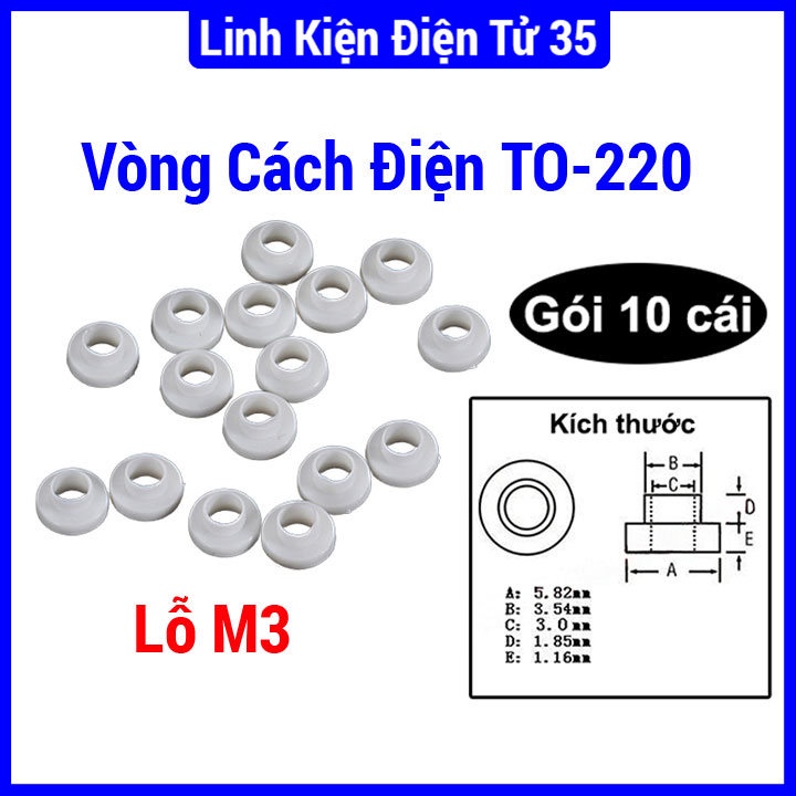 Set 10 vòng đệm chất liệu nhựa cách điện TO-220 lỗ M3 chuyên dụng