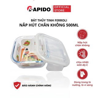 Bộ 3 bát thủy tinh Lock&lock- Ferroli kèm túi giữ nhiệt 500ml- Hàng chính hãng- ĐẸP XUẤT SẮC