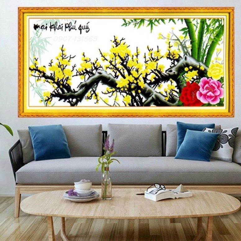 Tranh thêu chữ thập Cành Đào, cành Mai E225,LV3245, LV3246, FJ0628, FJ0925 - chưa thêu