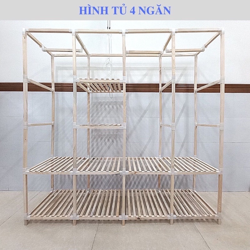 kệ gỗ treo quần áo - tủ gỗ lắp ghép thông minh nhiều kích thước