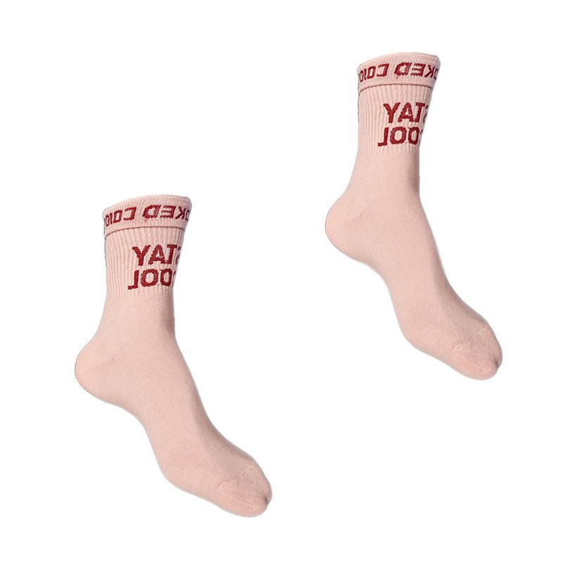 Jiashucheng  Vớ cotton Thể Thao Mùa Thu Thiết Kế Chữ jacquard Đơn Giản Dễ Phối Đồ Cho Nữ