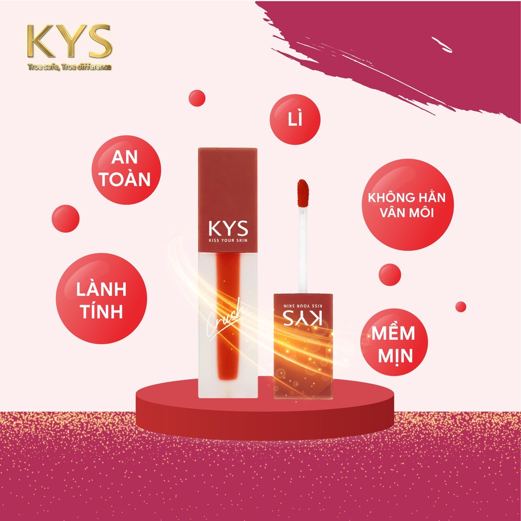 [SON LÌ] Son Kem Lì Lâu Trôi Không Chì Đỏ Lạnh Chocolate KYS Crush 3.5g