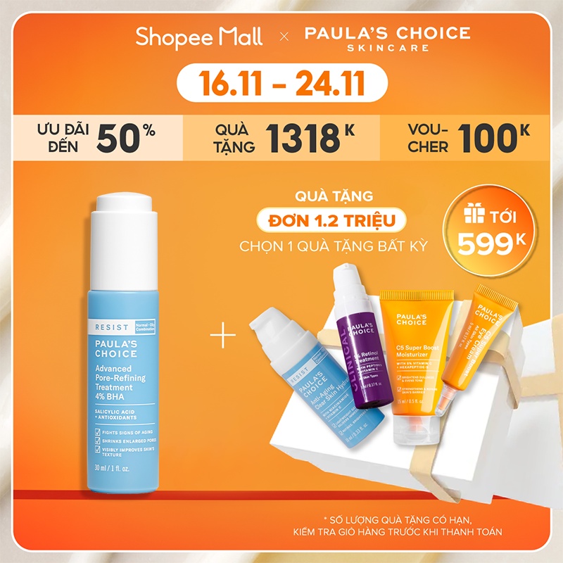 Lotion tái tạo và phục hồi da mụn Paula’s Choice Resist Advanced Pore - Refining Treatment 4% BHA - 30ml 7791