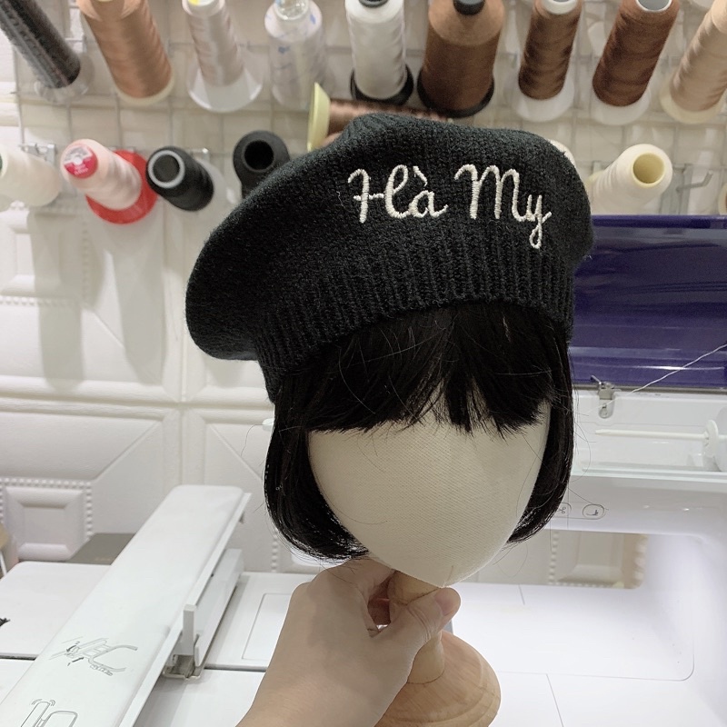 Mũ nồi len thêu tên cho bé style hàn quốc