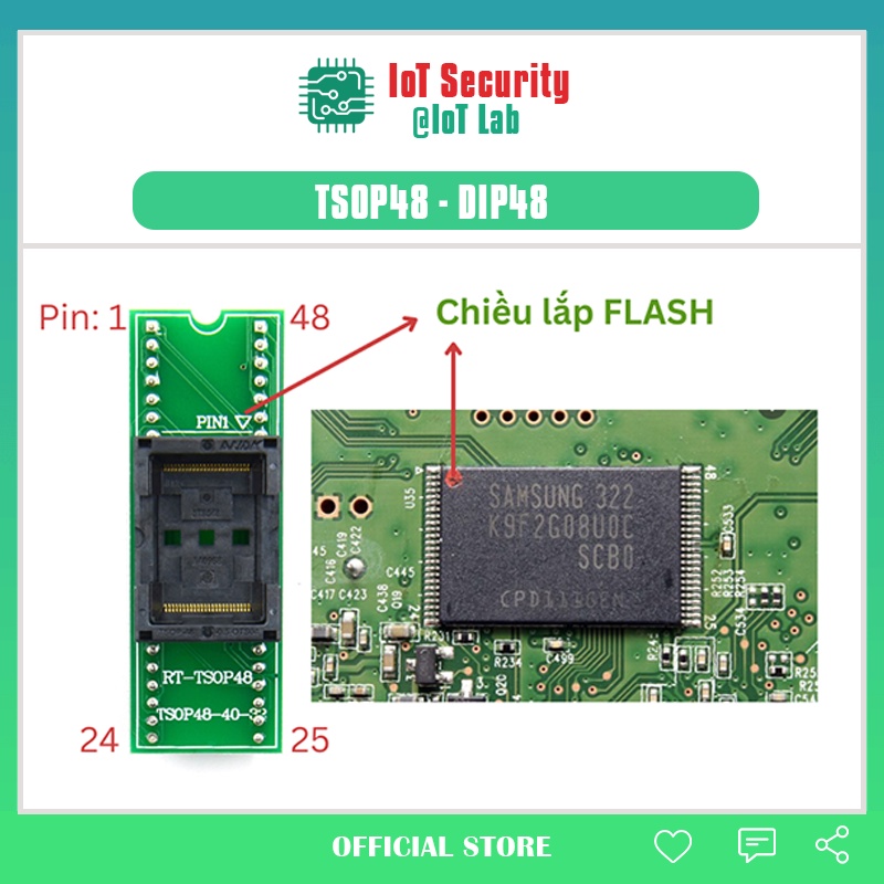 Mạch PCB ra chân TSOP48 sang DIP48 2.54mm sử dụng read/write firmware FLASH TSOP48 datasheet