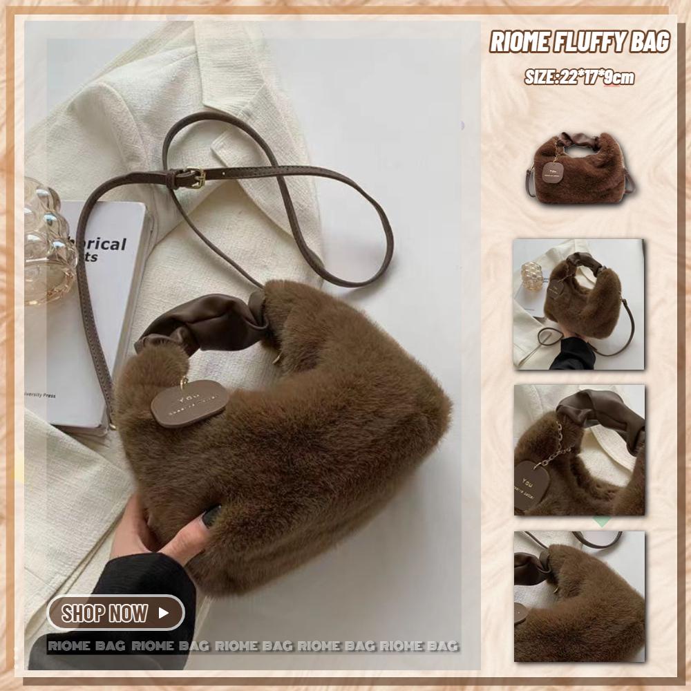 Túi Đeo Chéo Phủ Lông Phong Cách retro Thời Trang Thu Đông Cho Nữ