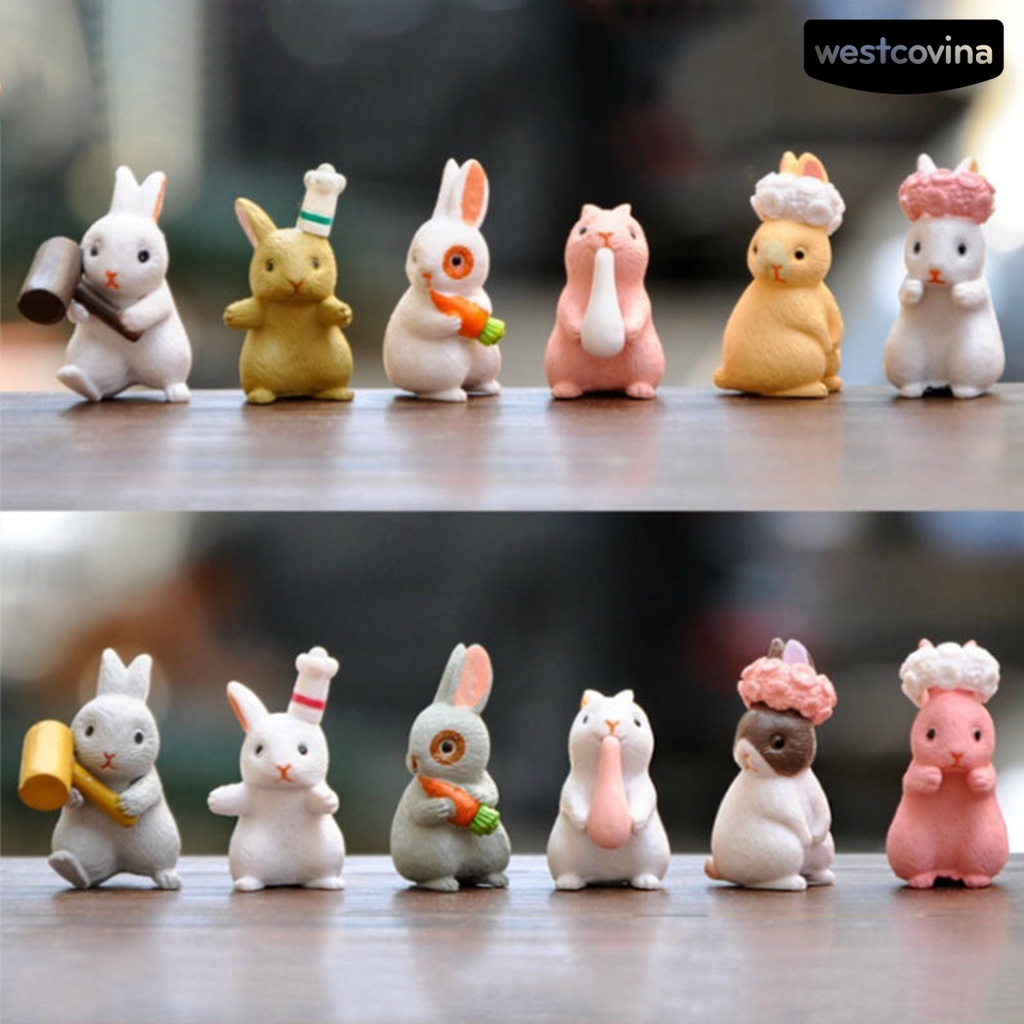 [Hot]☃Set 12 Mô Hình Thỏ Hoạt Hình Trang Trí Sân Vườn