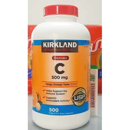 kẹo ngậm vitamin C 500mg hương cam chai 500 viên hãng Kirkland Signature từ mỹ