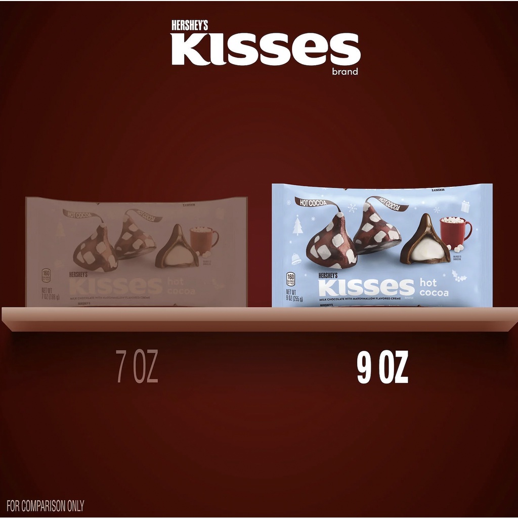 TÚI 255g SOCOLA SỮA MARSHMALLOW Hershey's Kisses - Hot Cocoa Milk Chocolate, Christmas - MẪU GIÁNG SINH