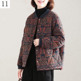 Áo Khoác Đệm Cotton Dày Dặn Dáng Rộng Cổ Đứng Cỡ Lớn Phong Cách Phương Tây Thời Trang Mùa Đông Cho Nữ