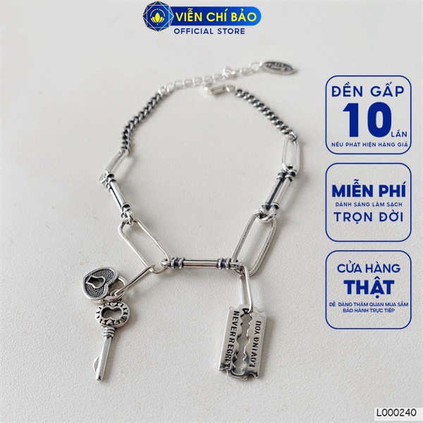 Lắc tay mix charm khóa chất liệu bạc Thái 925 thời trang phụ kiện trang sức Viễn Chí Bảo L000240