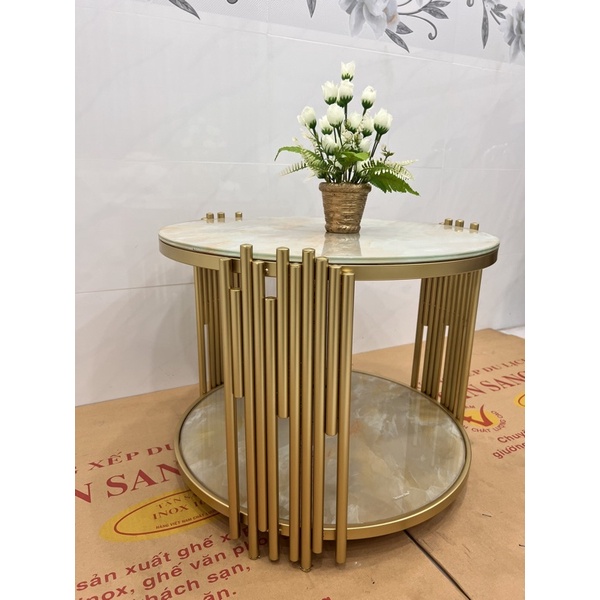 Bàn sofa mặt đá 2 tầng