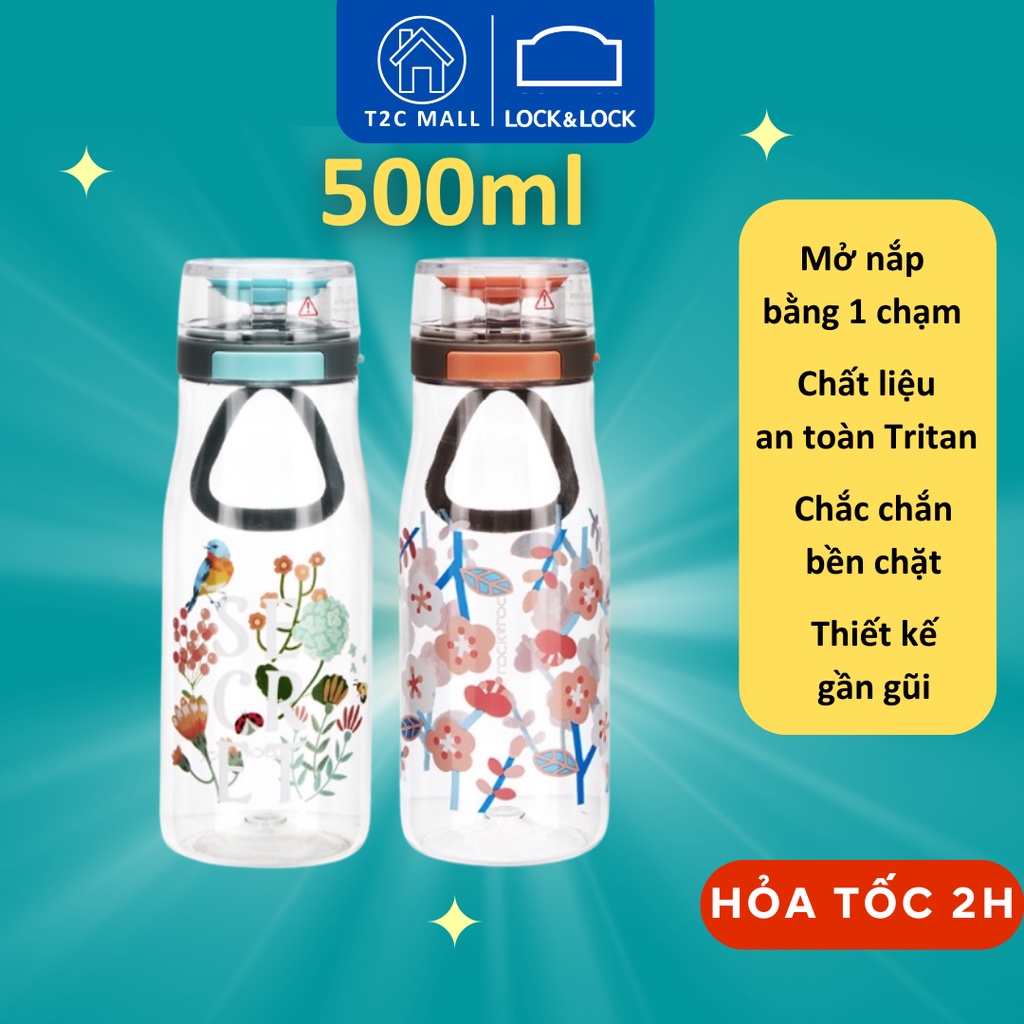 Bình Nước Nhựa Tritan 500ml One Touch Lock&Lock ABF687 Chạm Mở Nắp - T2Cmall