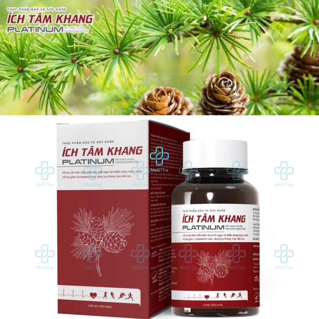 Ích Tâm Khang Platinum - Hỗ Trợ Giảm Cholesterol, Tiêu Huyết Khối, Hoạt Huyết, Tăng Cường Lưu Thông Máu (Hộp 60 Viên)