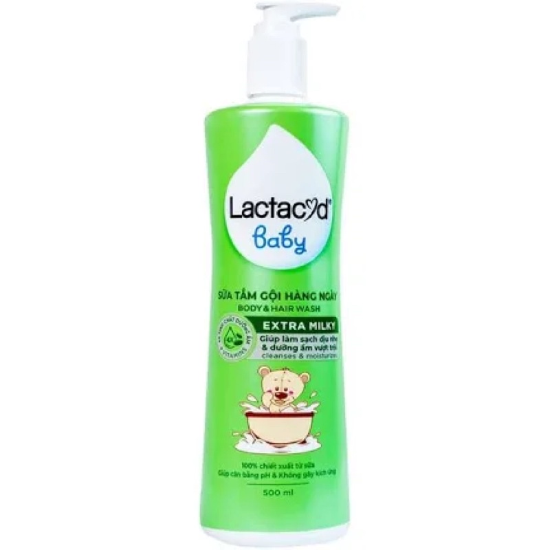 1 chai sữa tắm gội cho bé Lactacyd Milky vòi 500 ml