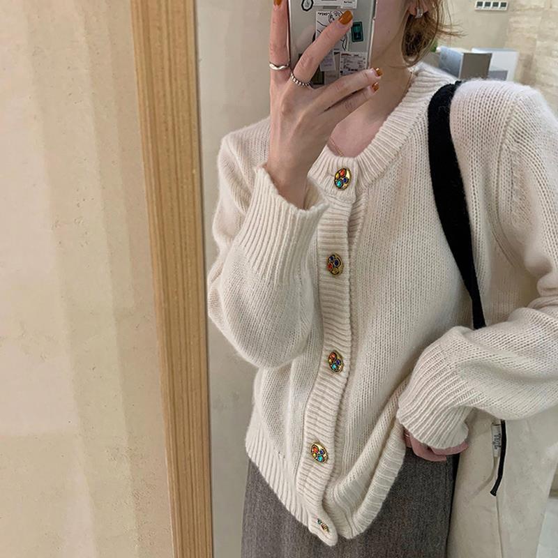 [MURIOKI] Áo Khoác Cardigan Dệt Kim Mềm Phối Nút Thời Trang Thu Đông 2022 Cho Nữ