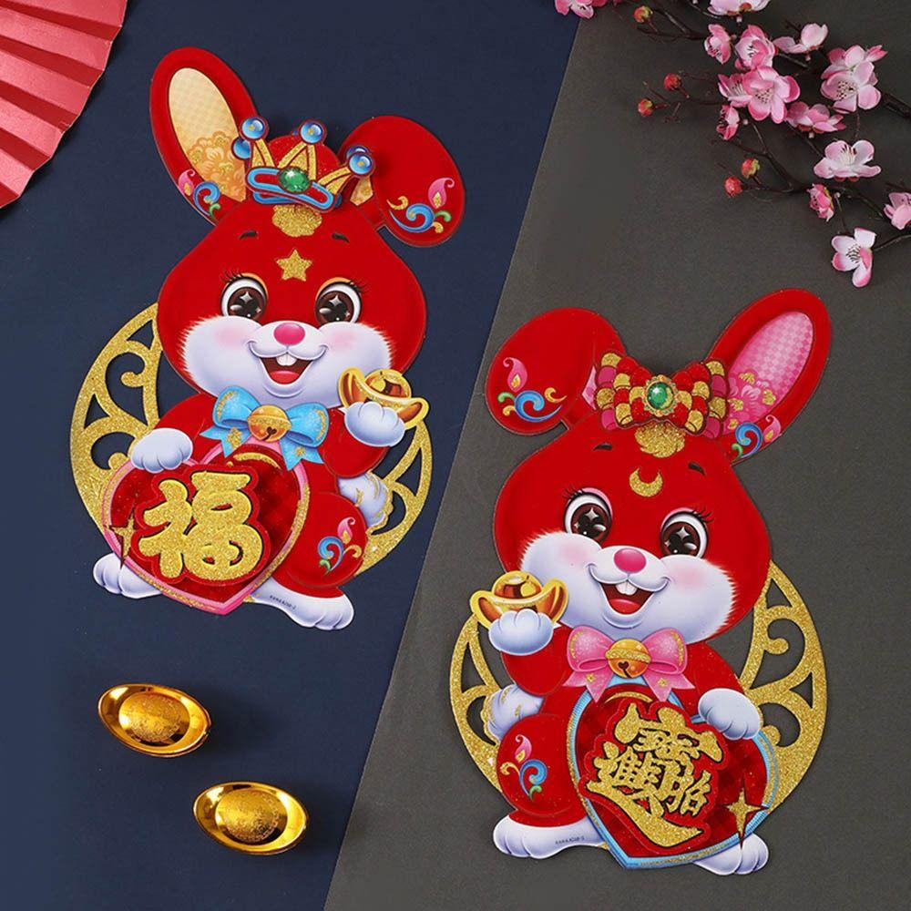 Sticker Dán Trang Trí Năm Mới 2023 Hình Thỏ Dễ Thương