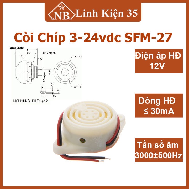 Còi chíp chuyên dụng 3-24vdc SFM-27