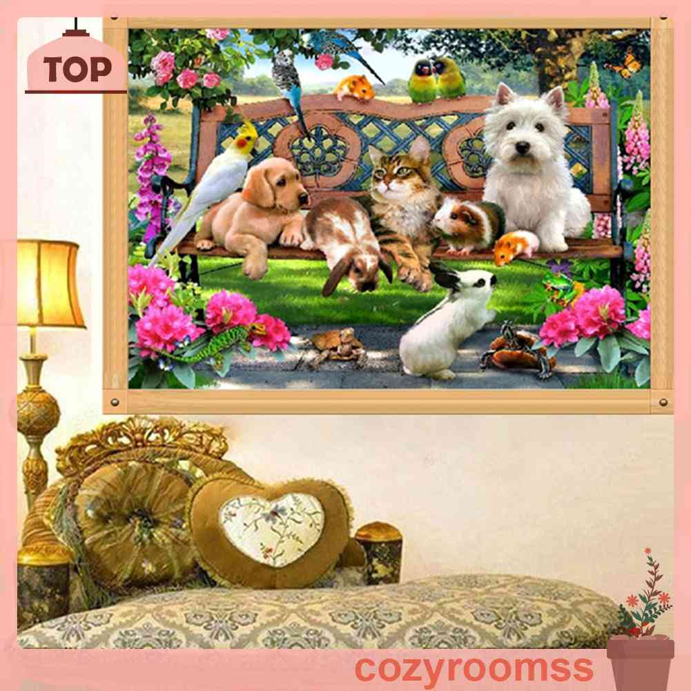 Bộ Tranh Đính Đá 5D Tự Làm 40x30cm Hình Khu Vườn Động Vật