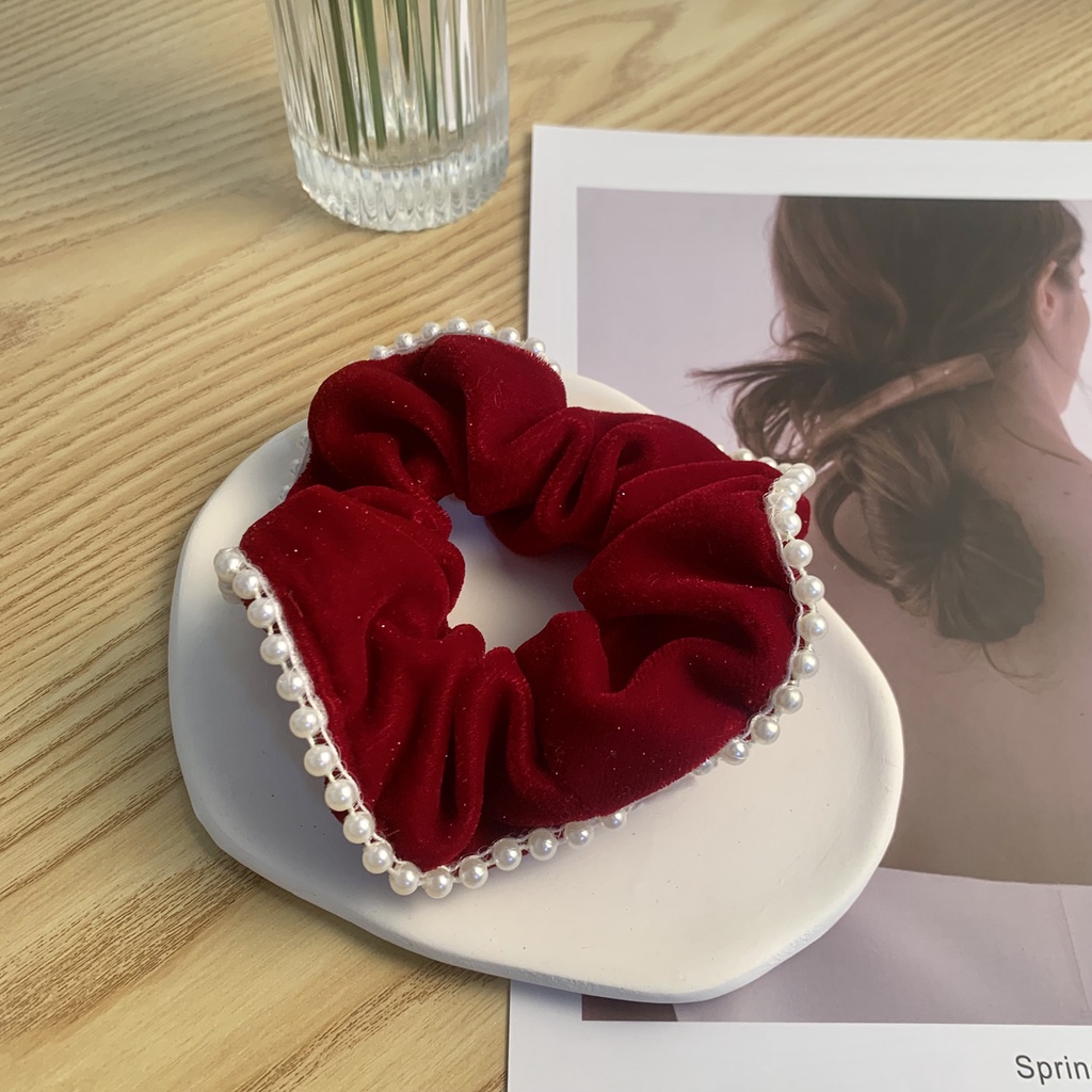 Dây Buộc Tóc Vải Satin Cao Cấp Đính Ngọc Trai Thời Trang 2022