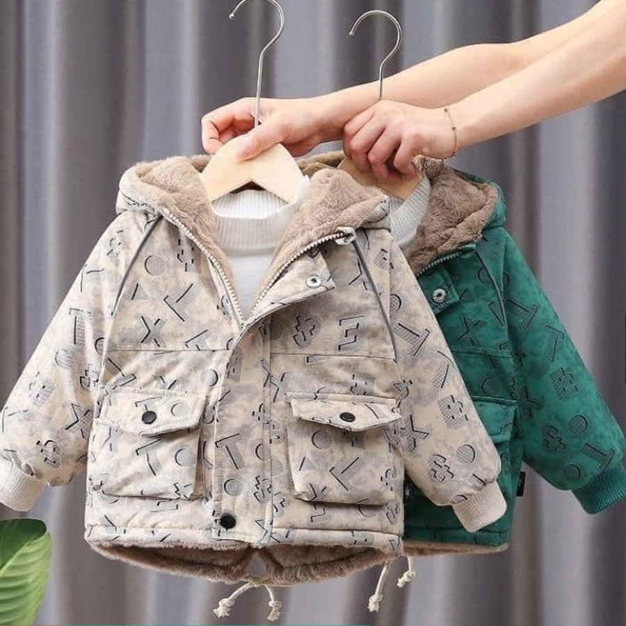 Rập giấy áo khoác có mũ cho bé trai, bé gái