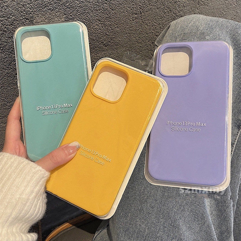 Ốp Điện Thoại Silicon Dẻo Hình Vuông Màu Tím / Xanh Dương Nhạt Cho IPhone 14 12 13 11 Pro X XS Max XR 7 / 8 14Plus