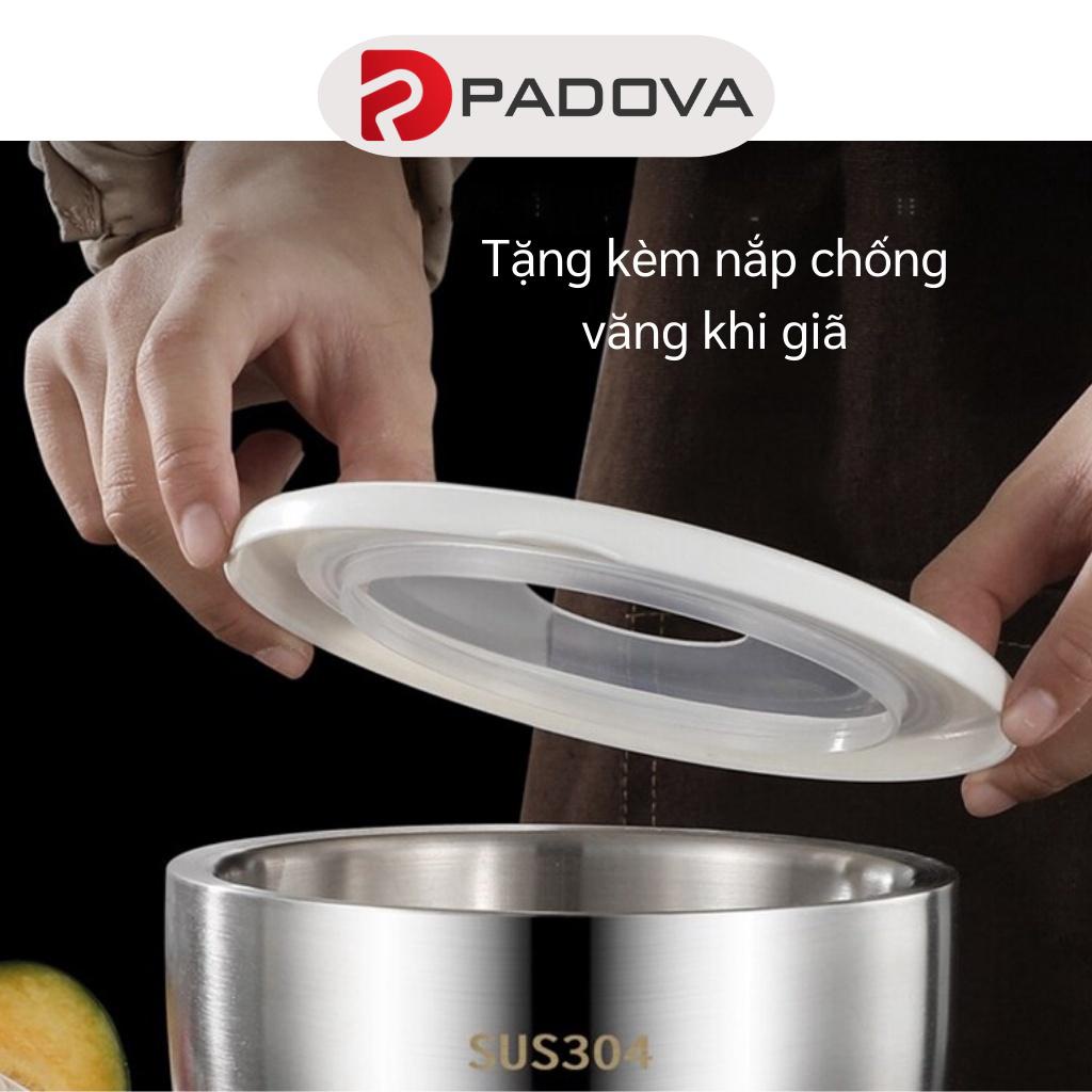 Bộ Cối Chày Inox 304 Cao Cấp Dạng Bầu Size 10cm Tặng Thìa Inox Và Nắp PADOVA 1016