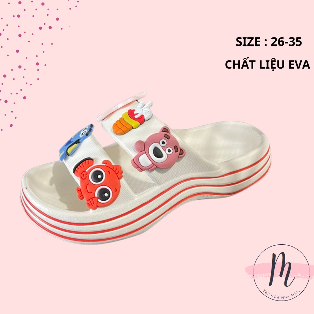 Dép bánh mì đế cong cho bé gái đủ màu kèm sticker dễ thương