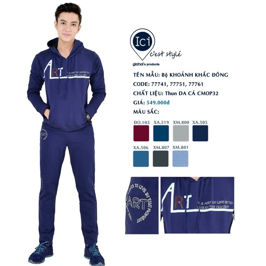 Bộ thu đông nam, bộ thể thao nam Gia Hồi chất cotton da cá dày mềm mịn( giá gốc 549k)