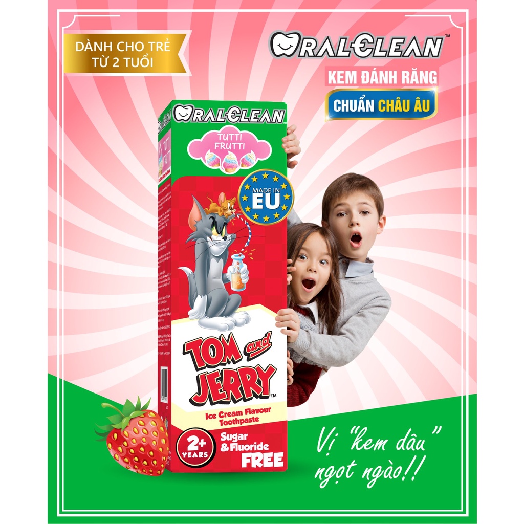 Bộ 3 kem đánh răng cho bé OralClean Tom and Jerry Tutti-Frutti