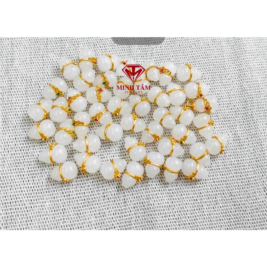 Phụ kiện mix vòng tay hồ lô đá thiên nhiên bọc bạc xi vàng