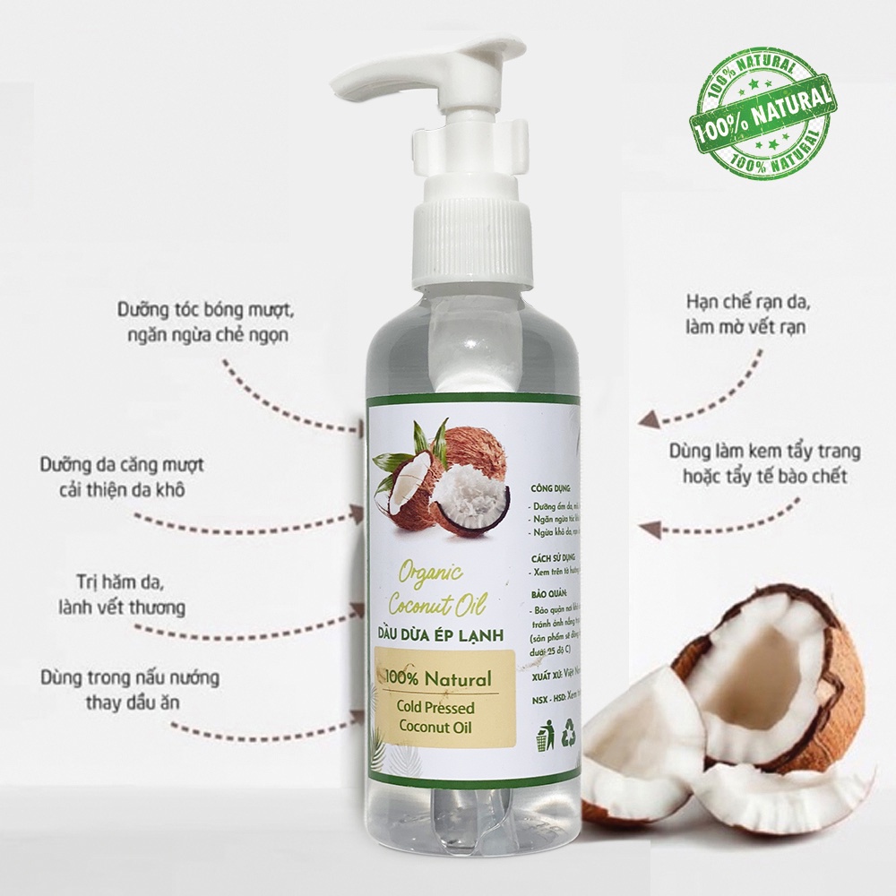 Dầu dừa ép lạnh tinh khiết hàng nguyên chất loại 1 giúp dưỡng tóc, dưỡng mi, massage và chăm sóc da hiệu quả | BigBuy360 - bigbuy360.vn