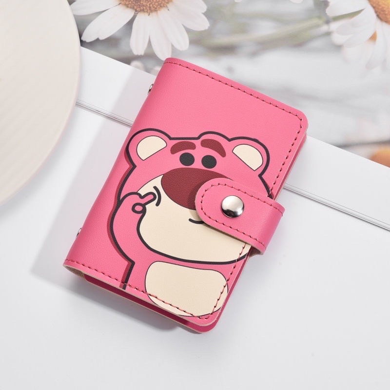 Ví Đựng Thẻ Mini Nhiều Ngăn Họa Tiết Gấu Dâu Lotso Xinh Xắn Dễ Thương