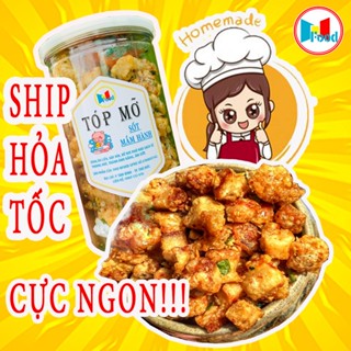 Tóp mỡ Sốt Mắm Hành, Tốp mỡ chiên giòn Lon 250.gram