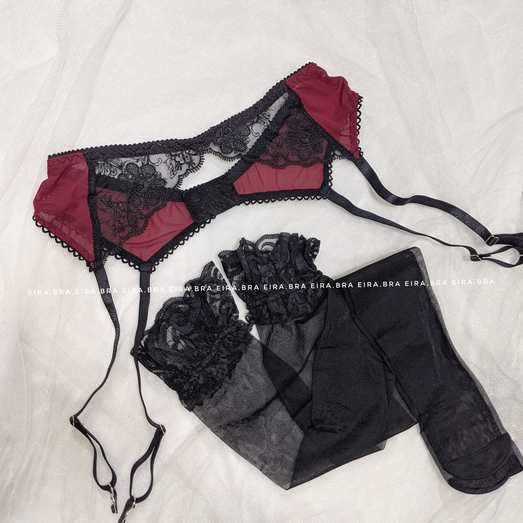 RORY- Bộ đồ lót ren pha lưới, không mút có gọng sexy [ TẶNG KÈM TẤT REN]- EIRA.BRA