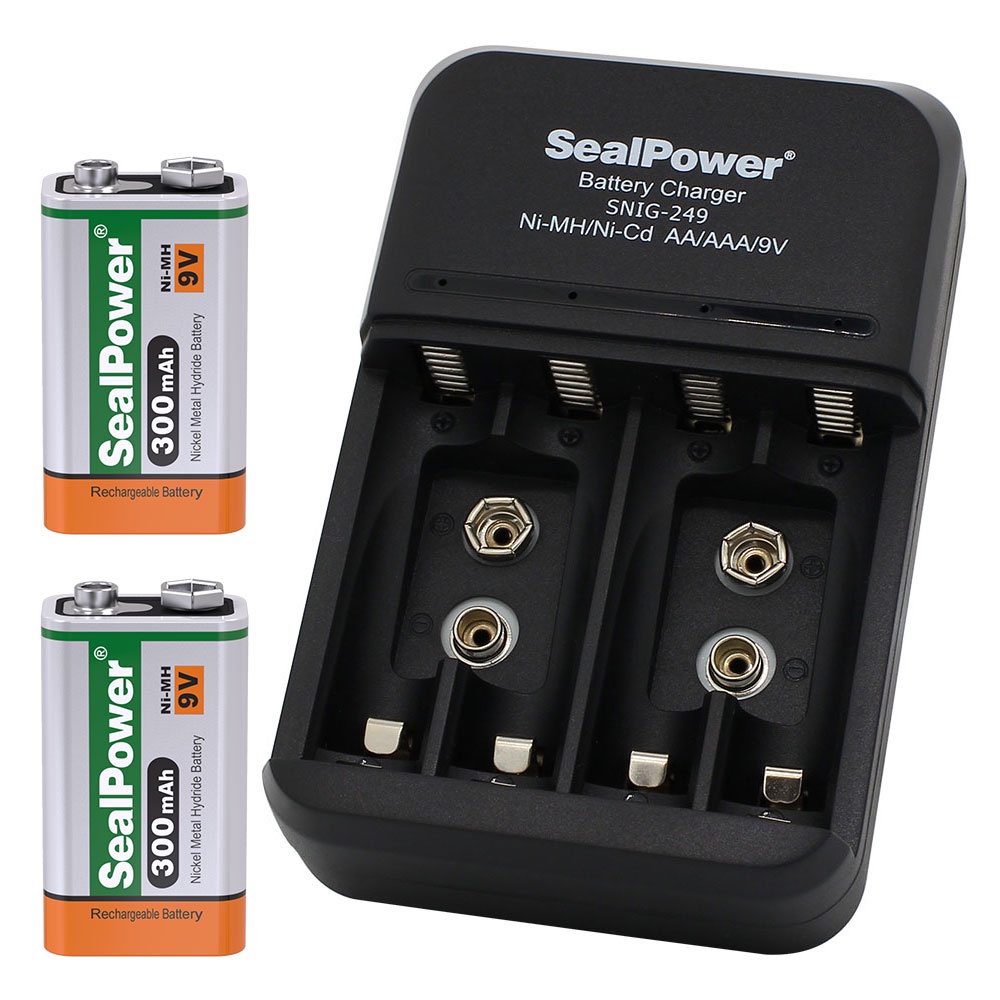 Máy sạc SealPower SNIG-249 kèm pin sạc AA 3000mAh /AAA 1000mAh/ 9V 300mAh,, sạc 4 kênh độc lập + 2 kênh 9V đa năng