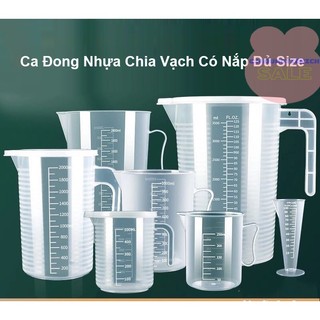 Ca đong nhựa chia vạch có nắp, cốc đong chia vạch đủ size