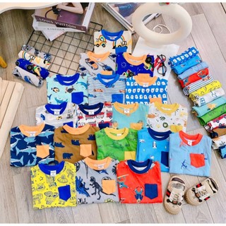Combo 5 bộ cộc tay bé trai bé gái từ 8-22kg chất liệu cotton 100% thấm hút mồ hôi co giãn